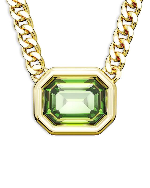 Swarovski Millenia Green Octagon Cut Bezel Pendant Necklace in Gold Tone, 17.72-18.5 Product Image