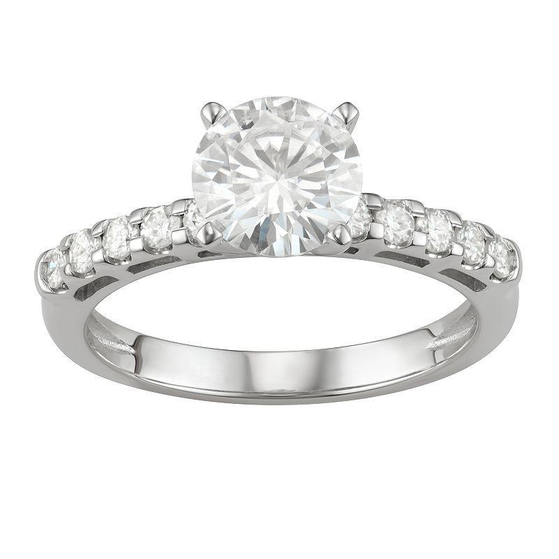 14K White Gold Lab-Created Moissanite 1 3/4 Ct. T.W. Solitaire Engagement Ring, Womens Product Image