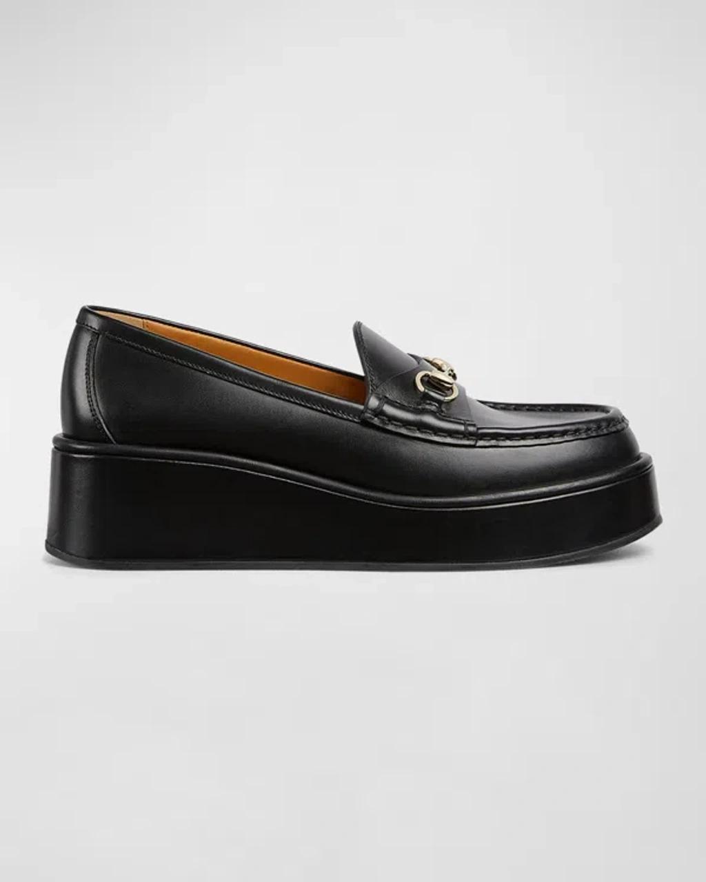 Idle Leather Bit Platform Loafers In Black product image