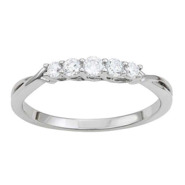 Simply Vera Vera Wang 14k White Gold 1/4 Carat T.W. Diamond 5-Stone Ring, Womens Product Image