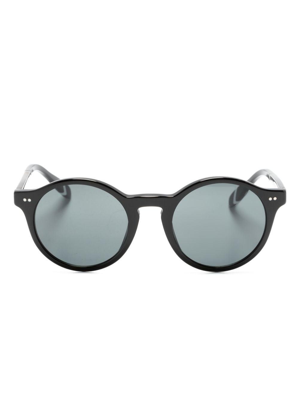 Round-frame Logo-engraved Sunglasses In Black Product Image