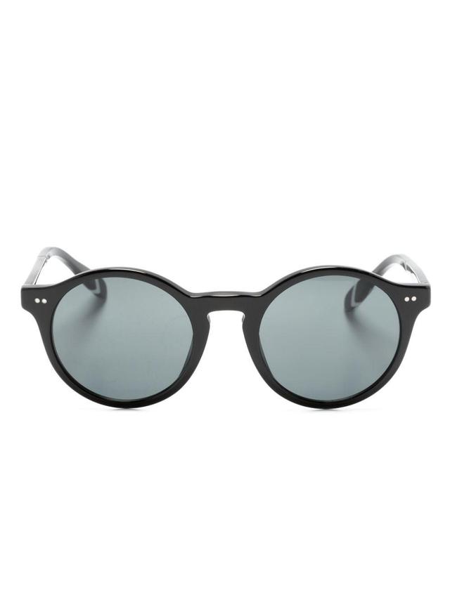 Round-frame Logo-engraved Sunglasses In Black Product Image