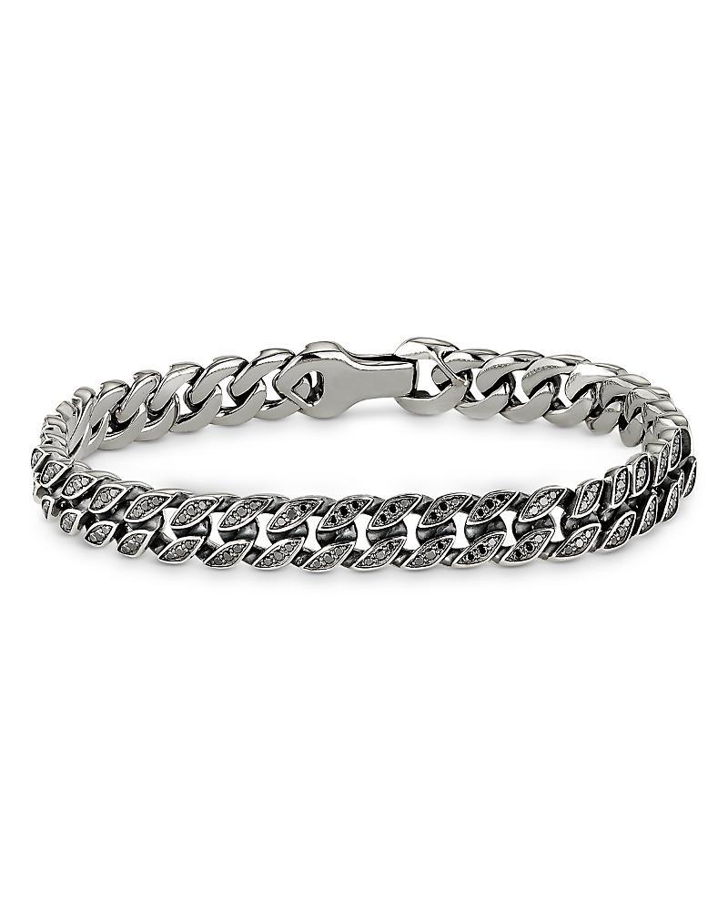 Mens Curb Chain Bracelet with Pav Black Diamonds Product Image