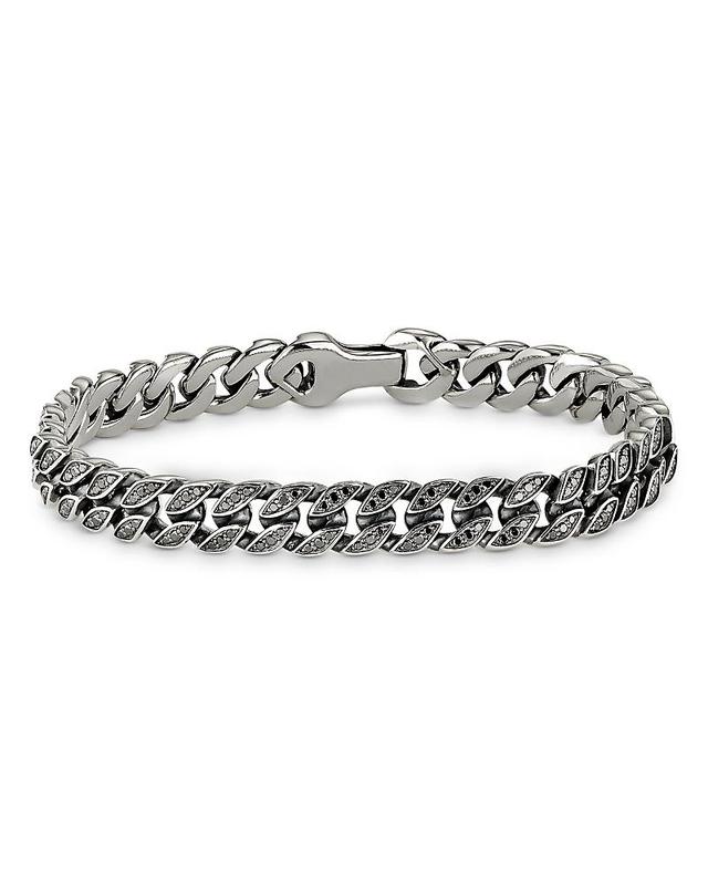 Mens Curb Chain Bracelet with Pav Black Diamonds Product Image