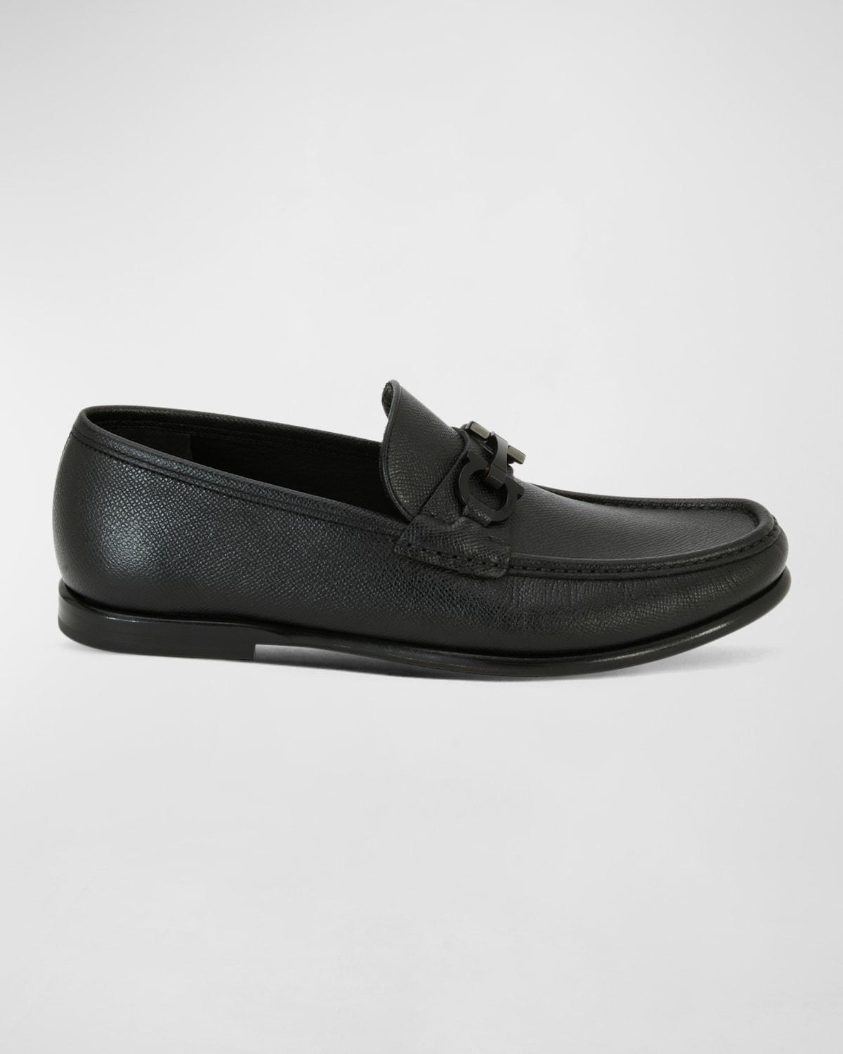 Mens Textured Leather Gancini Moccasin Loafer Product Image