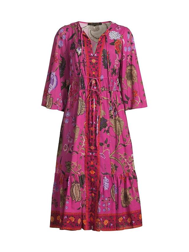 Womens Reese Floral Cotton V-Neck Midi dress Product Image