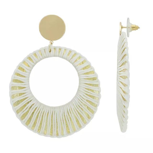 PANNEE BY PANACEA Gold Tone Thread Circle Earrings, Womens, White Product Image