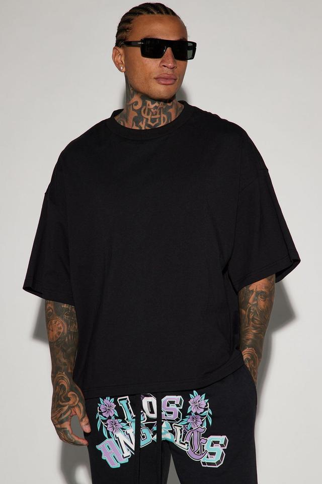 Boxy Cropped Heavyweight Short Sleeve Tee - Black Product Image