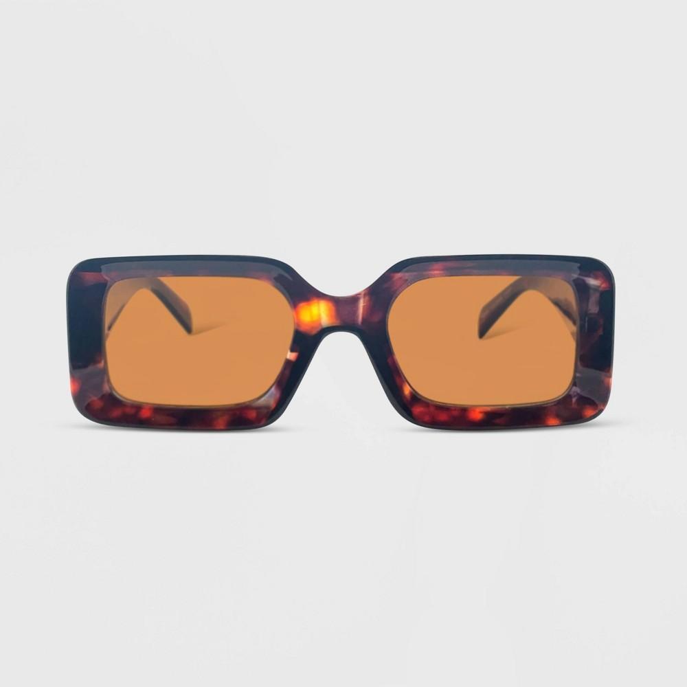 Womens Plastic Rectangle Sunglasses - Wild Fable Dark /Tortoise Print Product Image