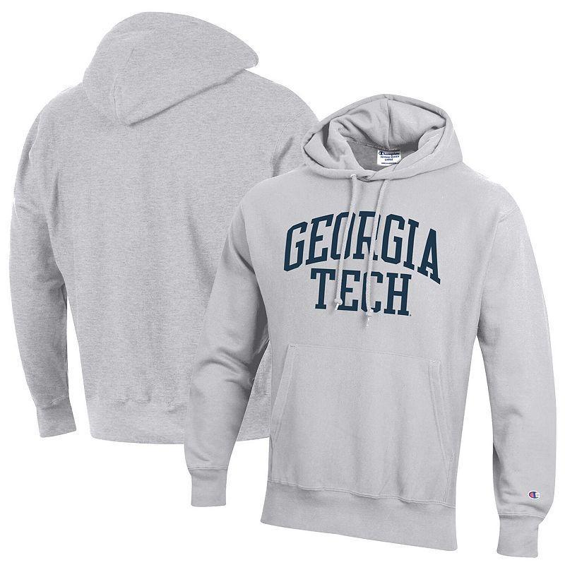 Mens Champion Heathered Gray Georgia Tech Yellow Jackets Team Arch Reverse Weave Pullover Hoodie GET Grey Product Image