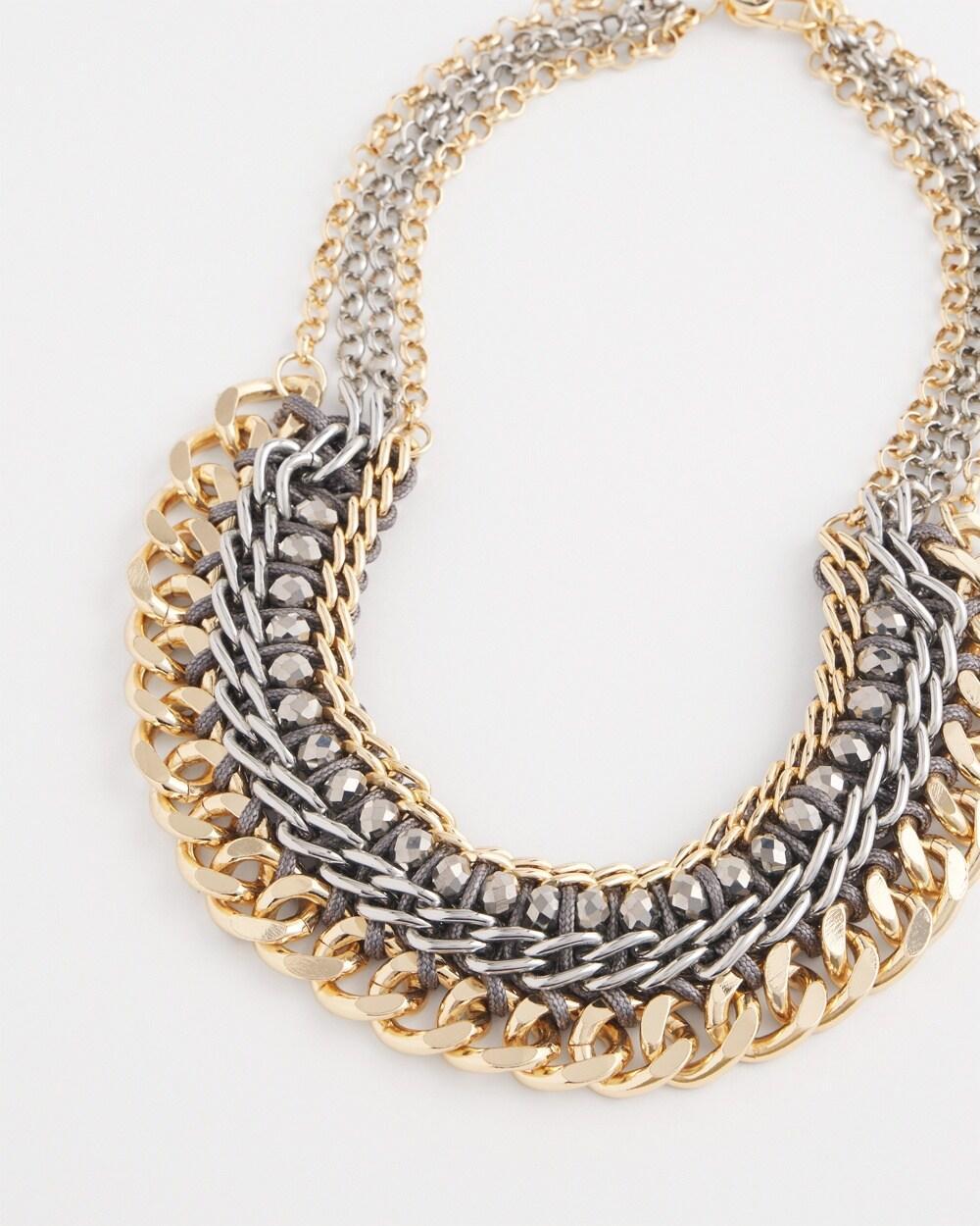 Mixed-Metal Chain Collar Necklace Product Image