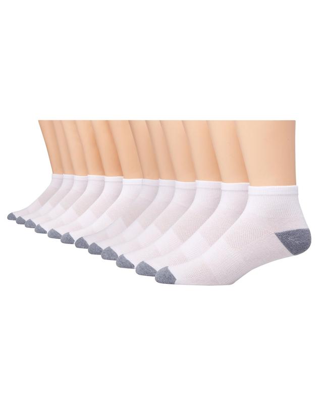 Hanes X-Temp Mens Lightweight Ankle Socks, Shoe Sizes 6-12, 12-Pairs White Product Image