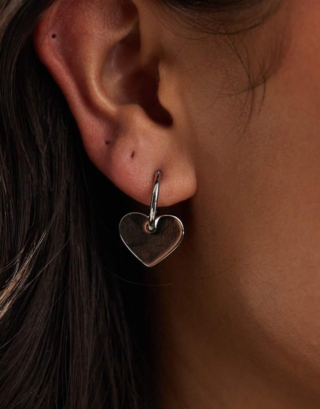 Pieces heart hoop earrings in silver Product Image