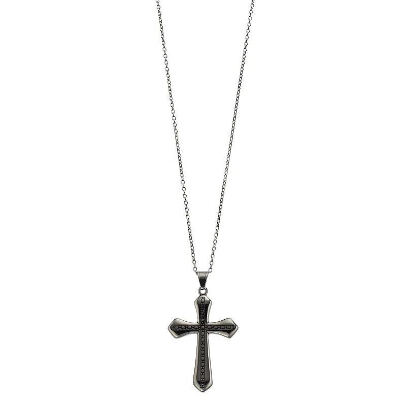 Legacy for Men by Simone I. Smith Beaded Cross 24 Pendant Necklace in Stainless Steel Product Image