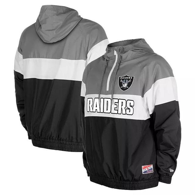 Mens New Era Black Las Vegas Raiders 3rd Down Raglan Quarter-Zip Windbreaker Jacket Product Image