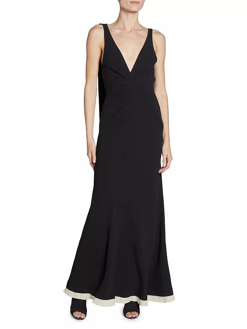 V-Neck Gathered Waist Gown Product Image