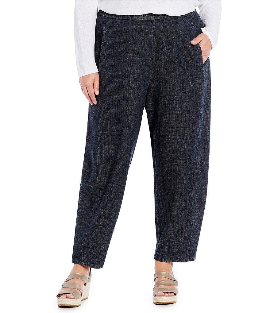 Eileen Fisher Plus Size Tweedy Hemp Organic Cotton Lantern Pull-On Ankle Pant Product Image