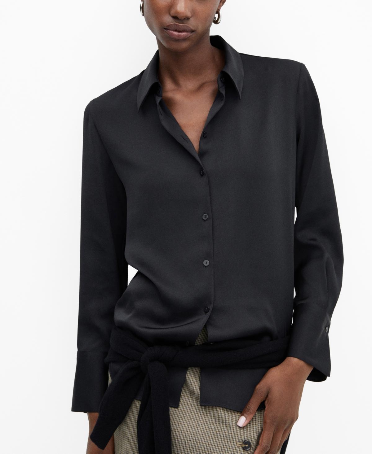 Mango Womens Satin Finish Flowy Shirt Product Image