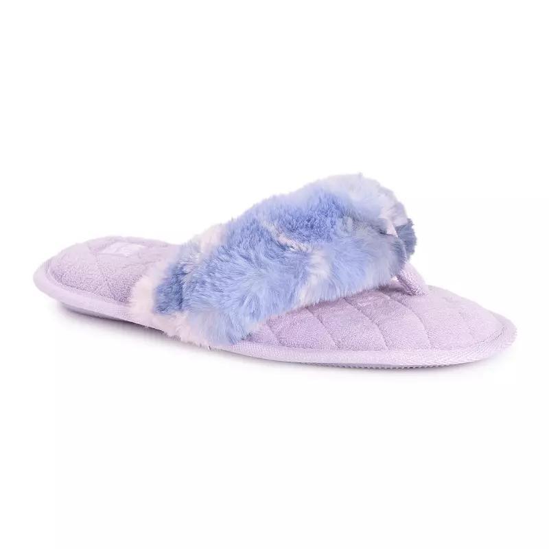 MUK LUKS Maren Faux Fur Womens Thong Slippers Purple Product Image