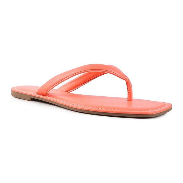 London Rag Womens Rera Square-Toe Thong Slide Sandals Pink Product Image