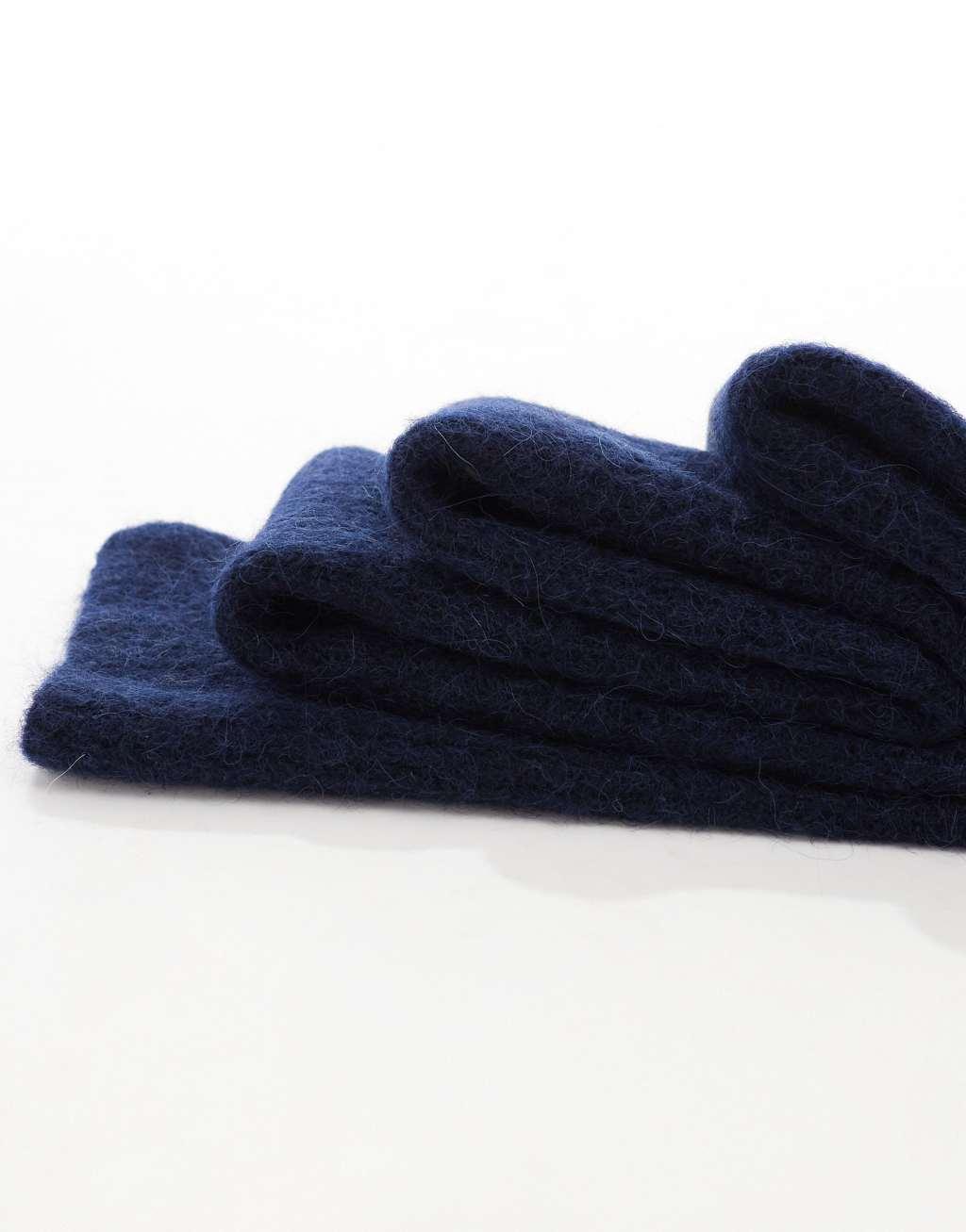 ASOS DESIGN alpaca scarf in navy Product Image