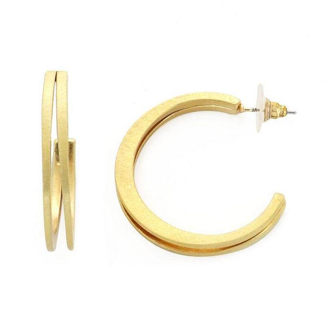 Pannee by Panacea Gold Tone Flat Hoop Earrings, Womens Product Image