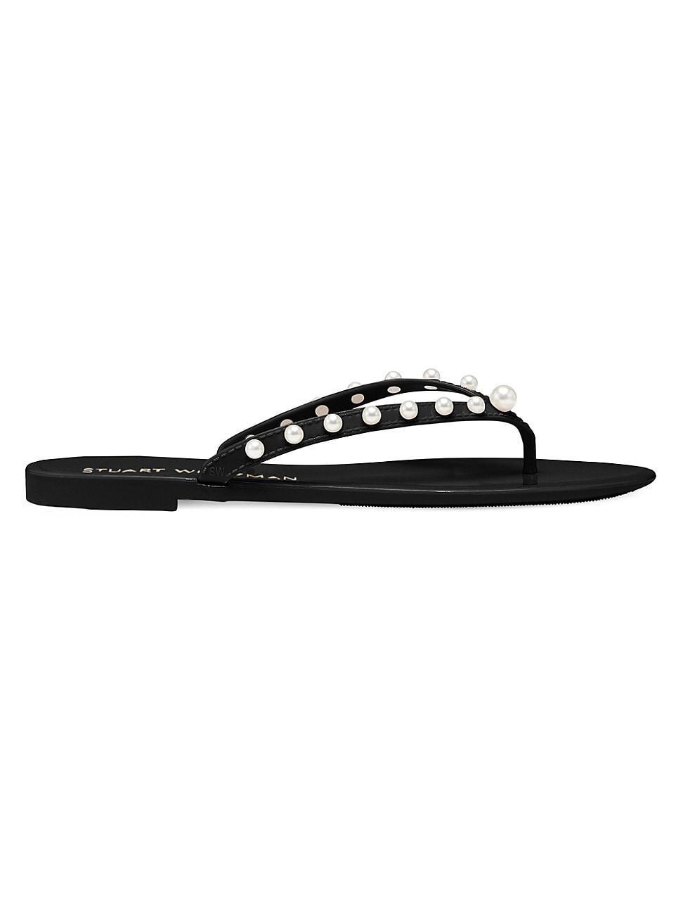 Womens Glide Jelly Imitation Pearl-Embellished Flip-Flops Product Image