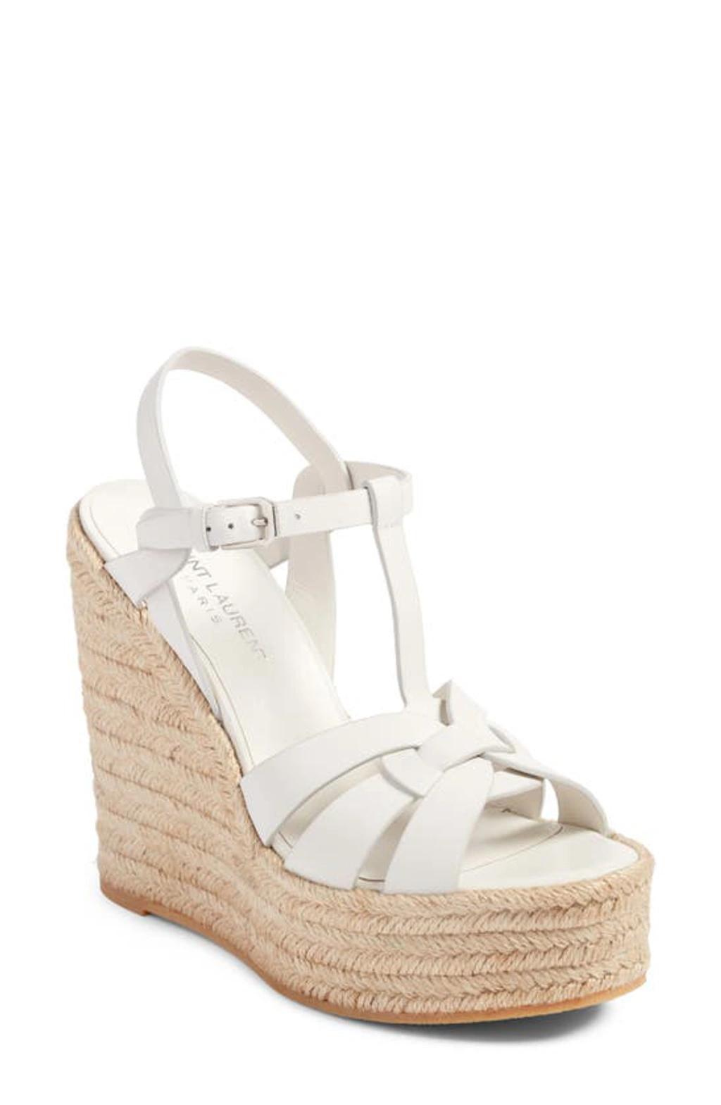 Tribute Matte Leather Platform Espadrille Sandal In Porcellana Product Image