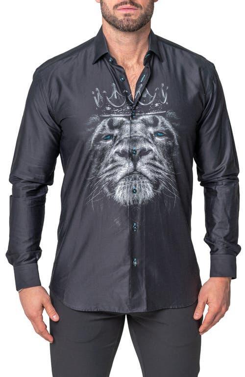 Maceoo Fibonacci Lion Crown Regular Fit Cotton Blend Button-Up Shirt Product Image