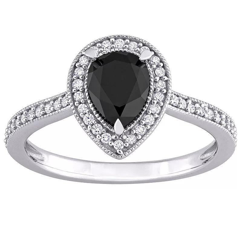 Stella Grace 14k White Gold 1 1/4 Carat T.W. Black & White Diamond Engagement Ring, Womens Product Image