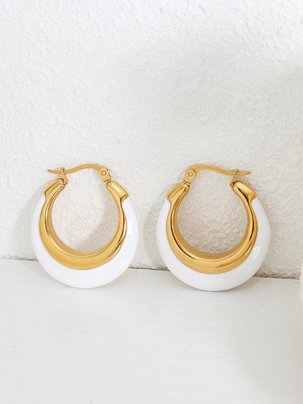 Contrast Color Geometric Split-Joint Earrings Accessories Product Image