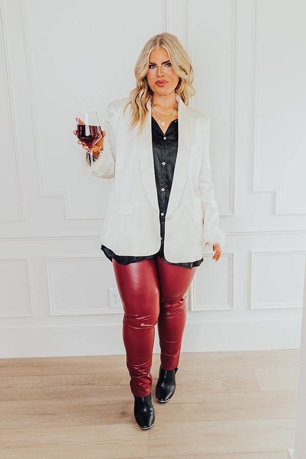 Flirty Allure High Waist Faux Leather Legging in Wine Curves Product Image