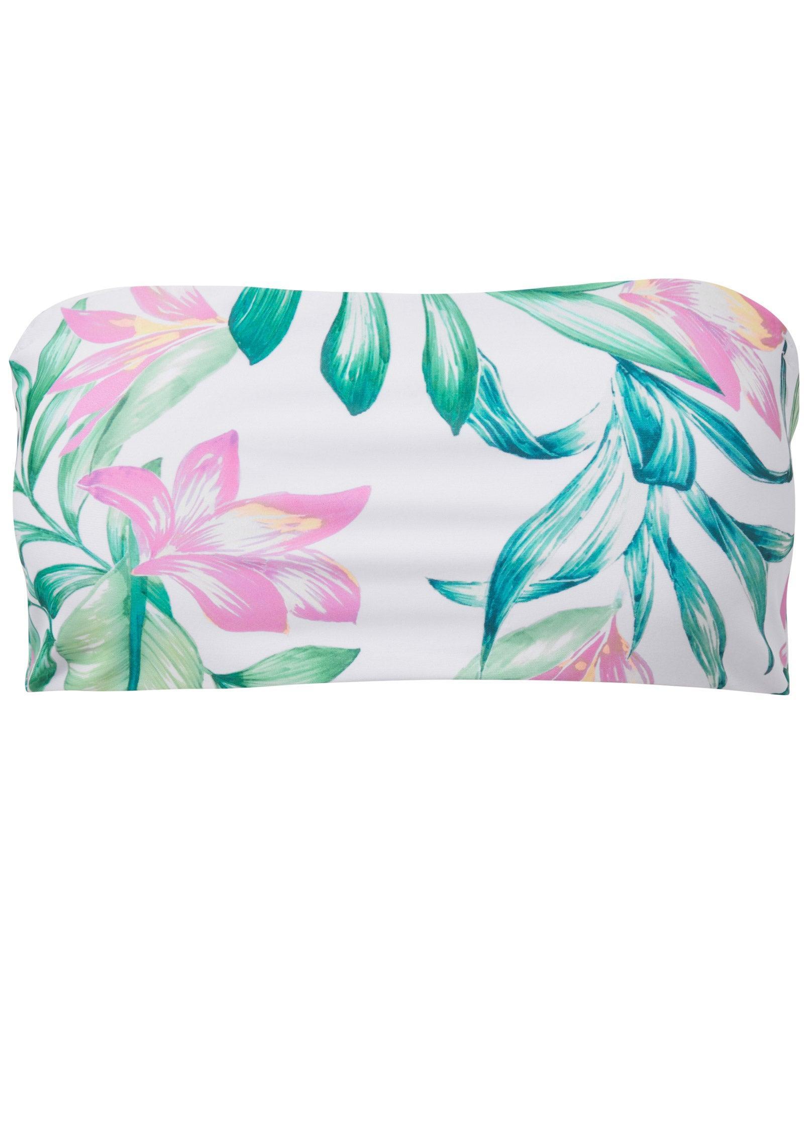 Lace-Up Back Bandeau Top - Tropical Garden Product Image