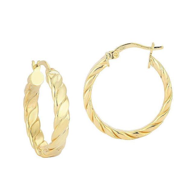 Sunkissed Sterling 14k Gold Over Silver Small Flat Twist Hoop Earrings, Womens, Yellow Gold Tone Product Image