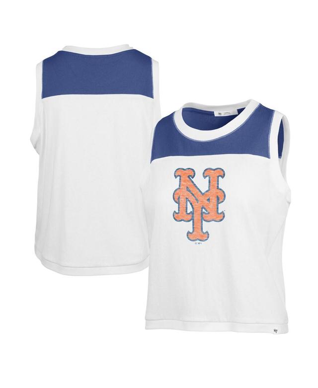 Womens 47 Brand White Distressed New York Mets Premier Zoey Waist Length Tank Top Product Image