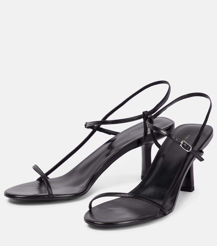 Bare Mid-heel Leather Slingback Sandals In Black Product Image