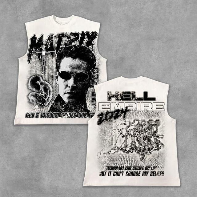 2024 The Matrix & Keanu - Old Vintage Graphic Cotton Sleeveless Vest Product Image