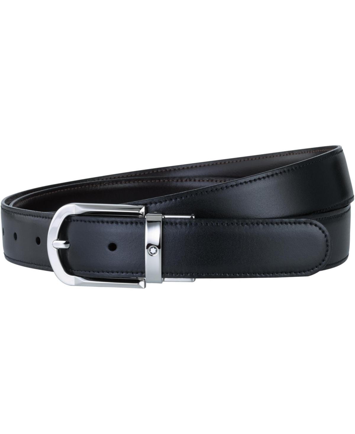 Mens Horseshoe-Buckle Reversible Leather Belt Product Image