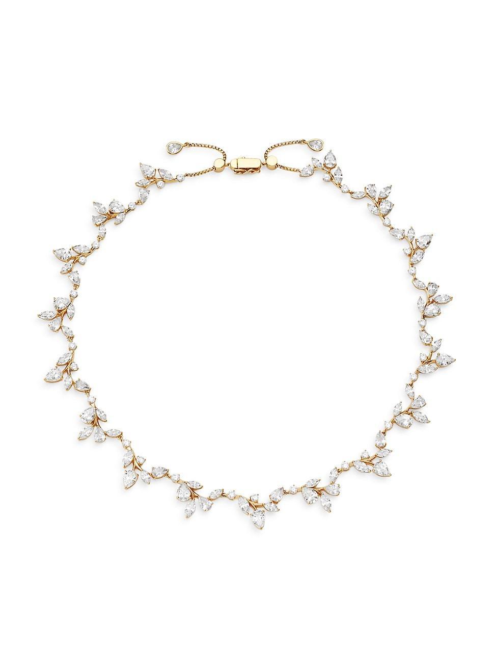 Womens Taylor 18K-Gold-Plated & Cubic Zirconia Vine Collar Necklace Product Image