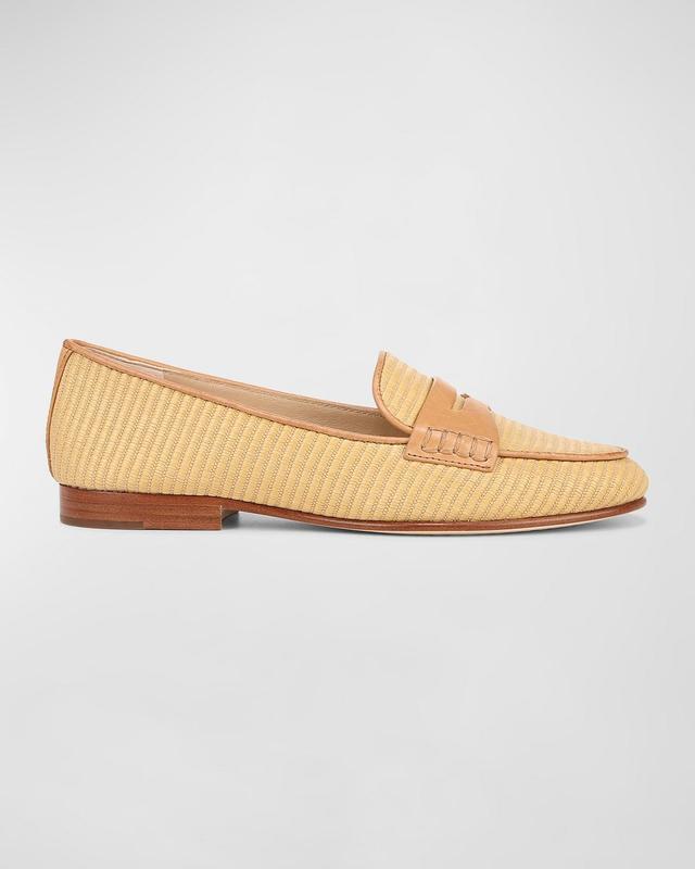 Raffia Leather Slip-On Penny Loafers Product Image