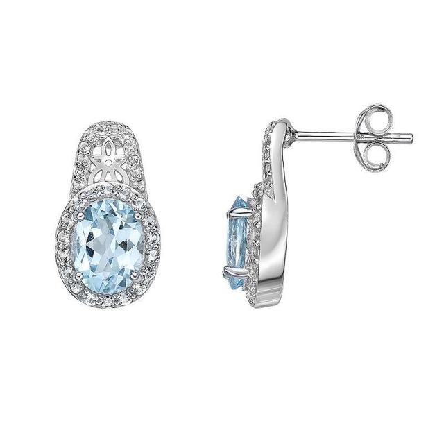 Gemminded Sterling Silver Sky Blue & White Topaz Earrings, Womens Product Image