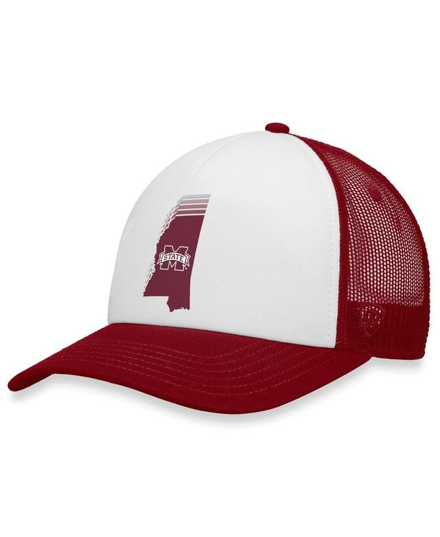 Mens Top of the World White/Maroon Mississippi State Bulldogs Tone Down Trucker Snapback Hat Product Image