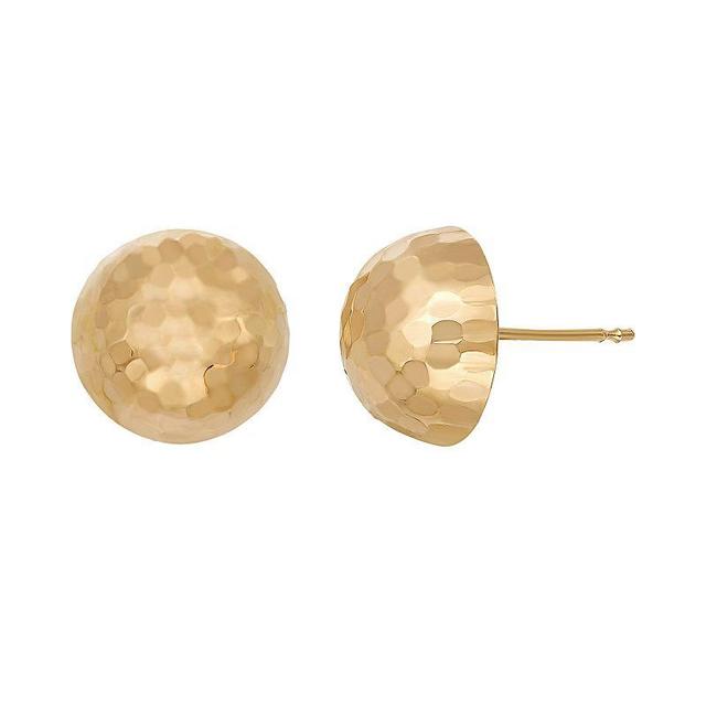 Jordan Blue 14k Gold Hammered Dome Stud Earrings, Womens Product Image