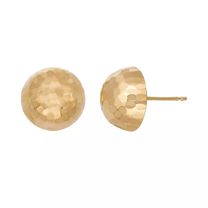 Jordan Blue 14k Gold Hammered Dome Stud Earrings, Womens Product Image