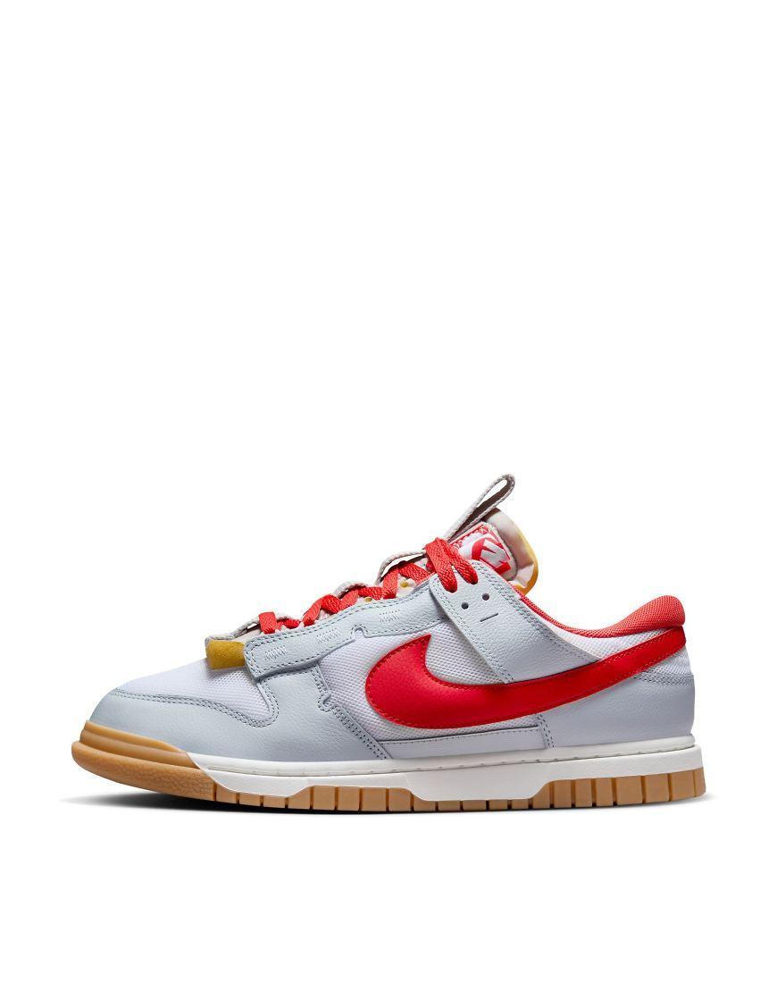 NIKE Air Dunk Jumbo Sneakers In White, Gray And Red Product Image