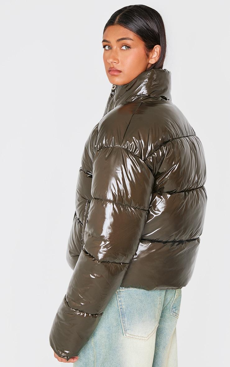 Khaki Quilted High Shine Puffer Product Image