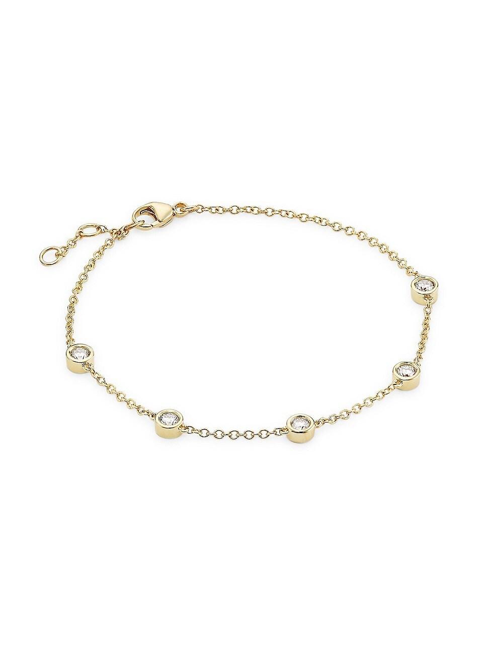 Womens 14K Yellow Gold & 0.50 TCW Diamond Station Bracelet Product Image