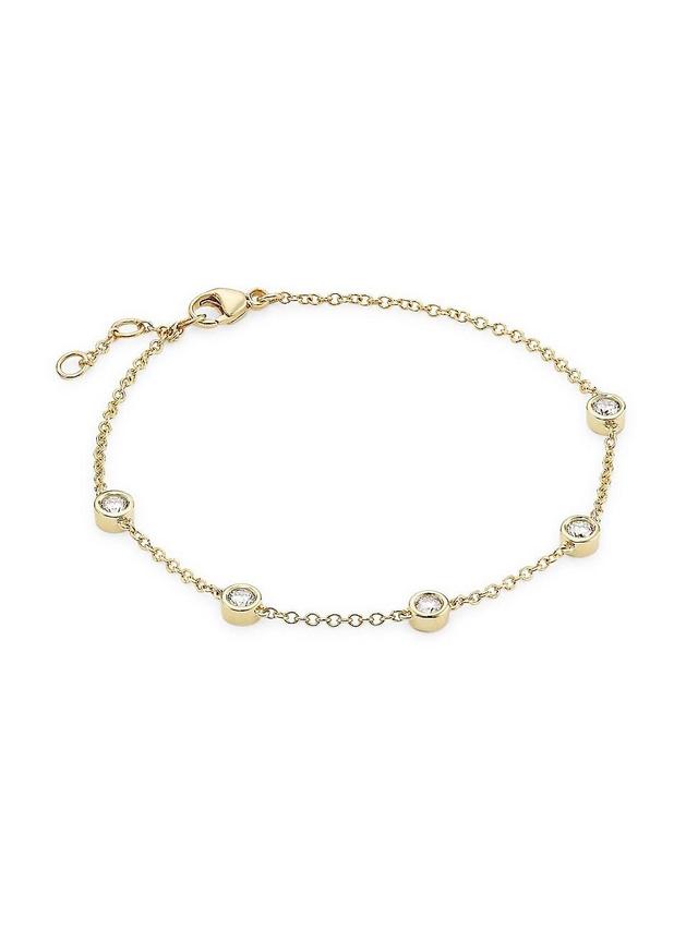 Womens 14K Yellow Gold & 0.50 TCW Diamond Station Bracelet Product Image