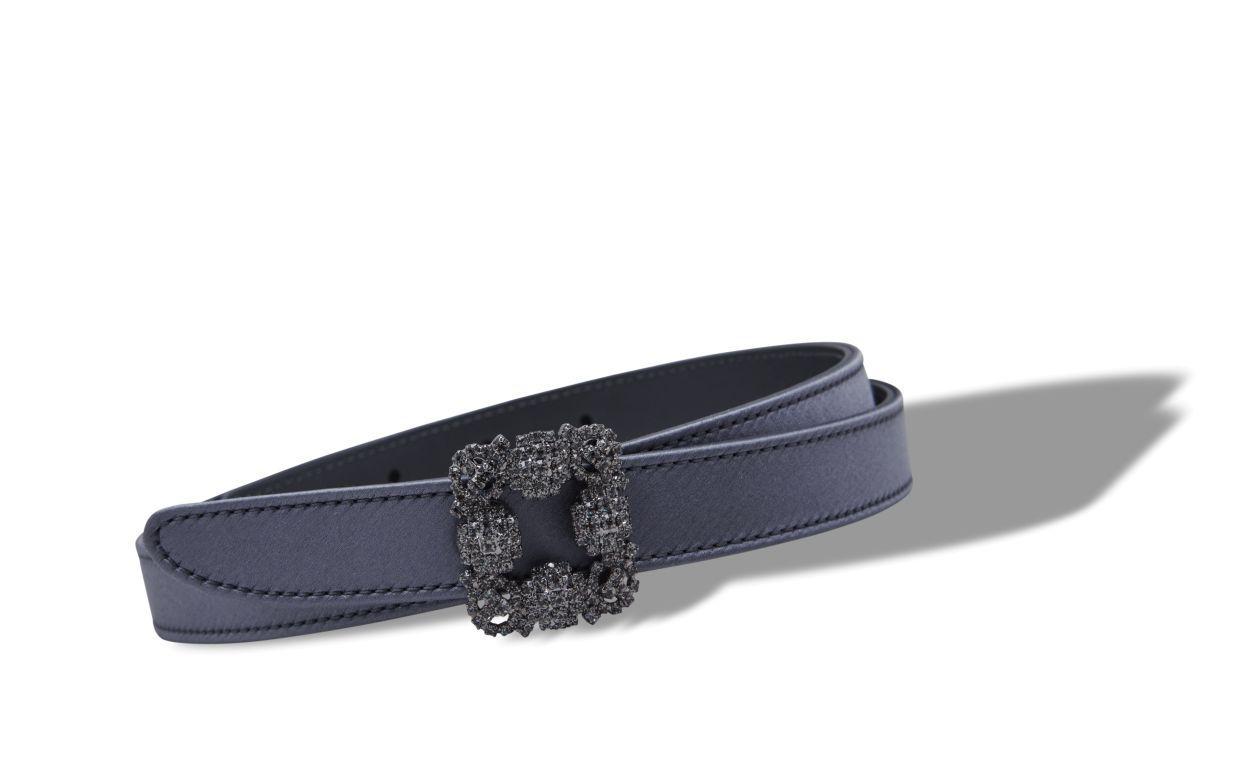 HANGISI BELT MINI Blue-Grey Satin Crystal Buckled Belt Product Image