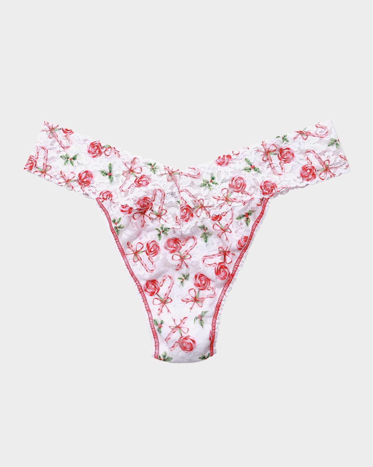 Printed Original-Rise Signature Lace Thong Product Image